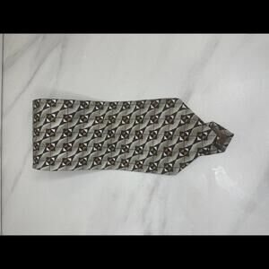 Pierre Balmain classic corpcore brown/multicolored geometric silk necktie